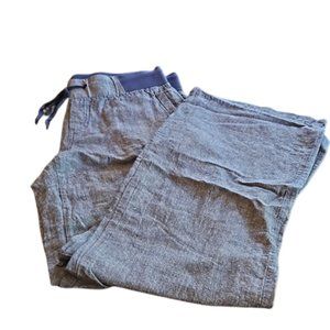 Summer wide leg COTTON/LINEN pull on pants MED blue